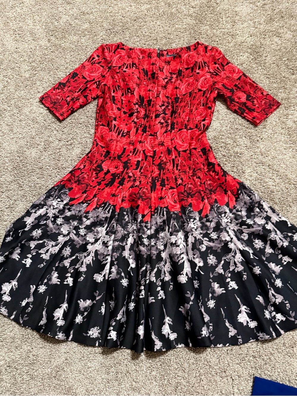 Gabby Skye Red and Black Floral Midi Dress